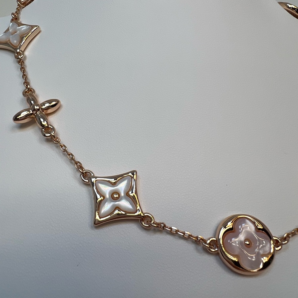 NMP6 High-end Genuine 3D NUDE Mother of Pearl 18K Rose Gold Pl CHOKER-Necklace - Picture 5 of 7